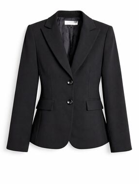Tahari ASL Cinched Blazer Black Fully Lined Two Front Buttons Single Breasted